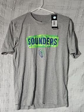 adidas Gray Seattle Sounders T-Shirt with Green and Blue Logo